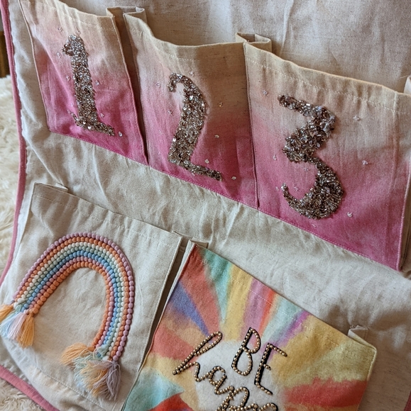 Be Happy Rainbow Canvas Hanging Pocket Organizer - Picture 8 of 11